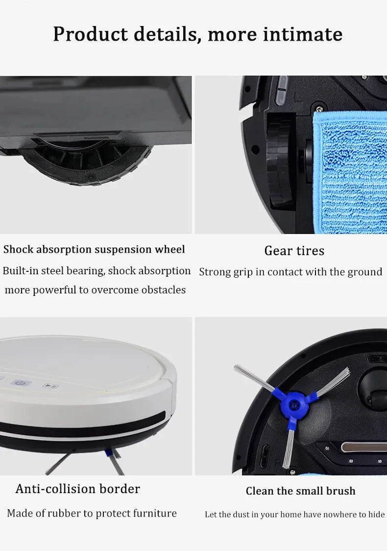 2-in-1 Robot Vacuum & Mop with Remote Control and Compact Design