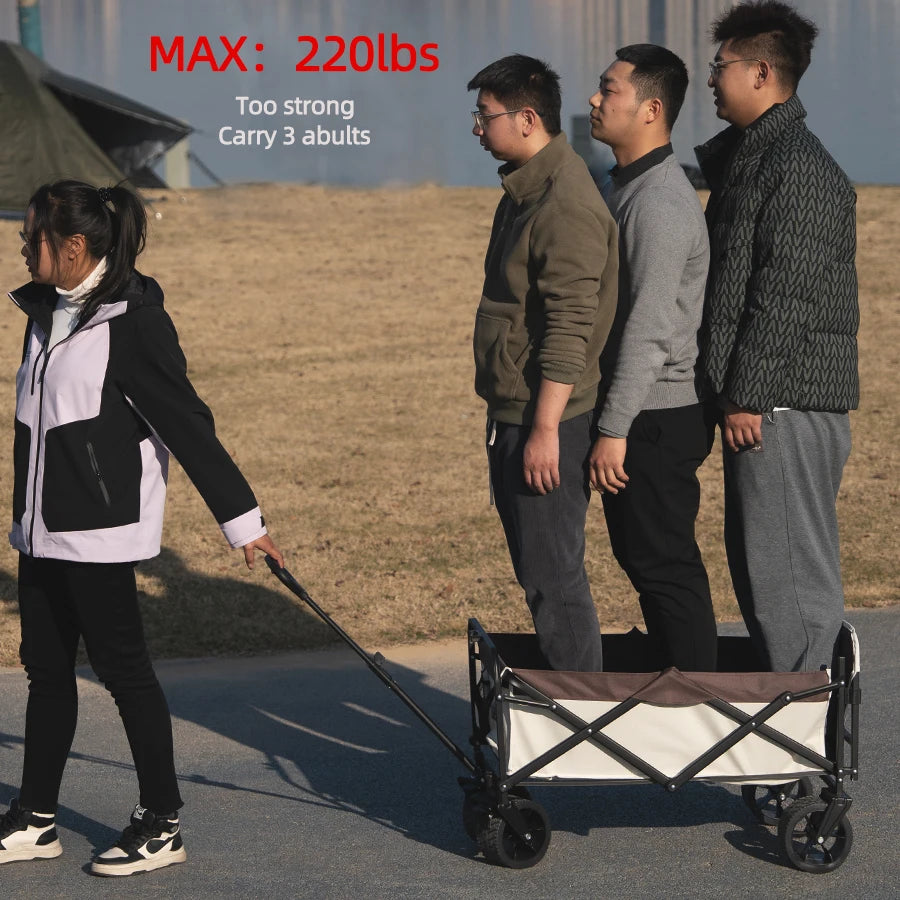 Heavy-Duty Collapsible Folding Wagon Cart – STC Black | All-Terrain Outdoor Utility Trolley