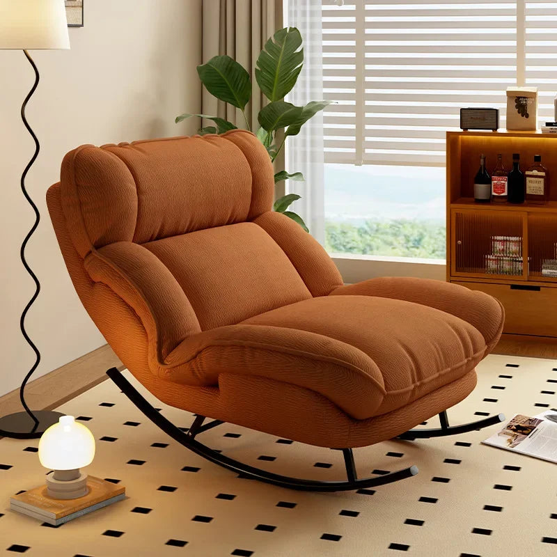 Compact Rocking Recliner Chair – Portable Leisure Lounge for Home Relaxation (Caramel)