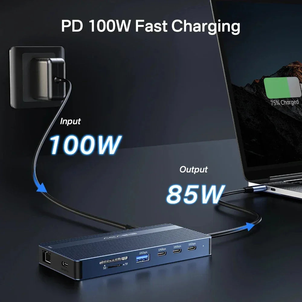 14-in-1 USB-C Docking Station with 4K HDMI, 100W Charging & Gigabit Ethernet EU Plug