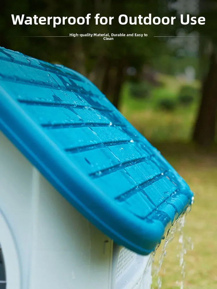 Small Outdoor Dog House, Rainproof, Blue, No Door Design