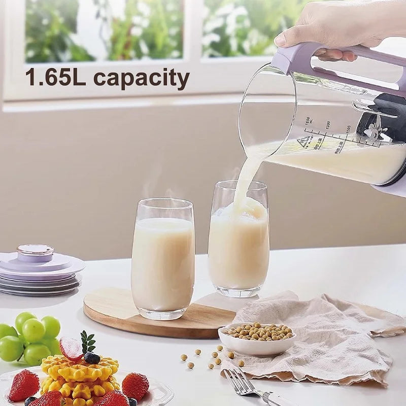 1.65L High Borosilicate Glass Soy Milk Maker Auto Cook, 20-Blade, Touch Panel