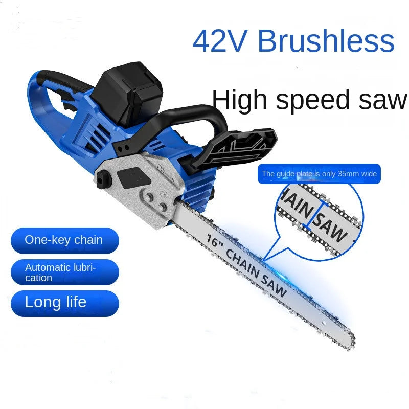 16-Inch Cordless Electric Chainsaw with Brushless Motor – High-Power for Garden & Tree Cutting