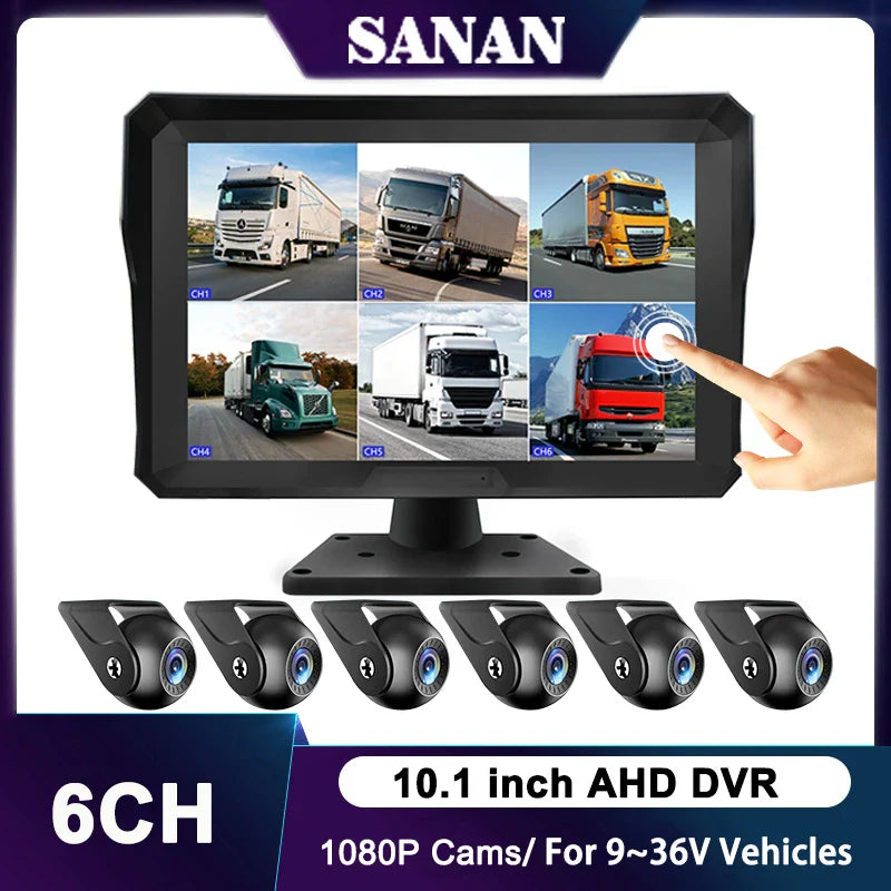 10.1” 6-Channel Vehicle Camera Monitor System with Backup