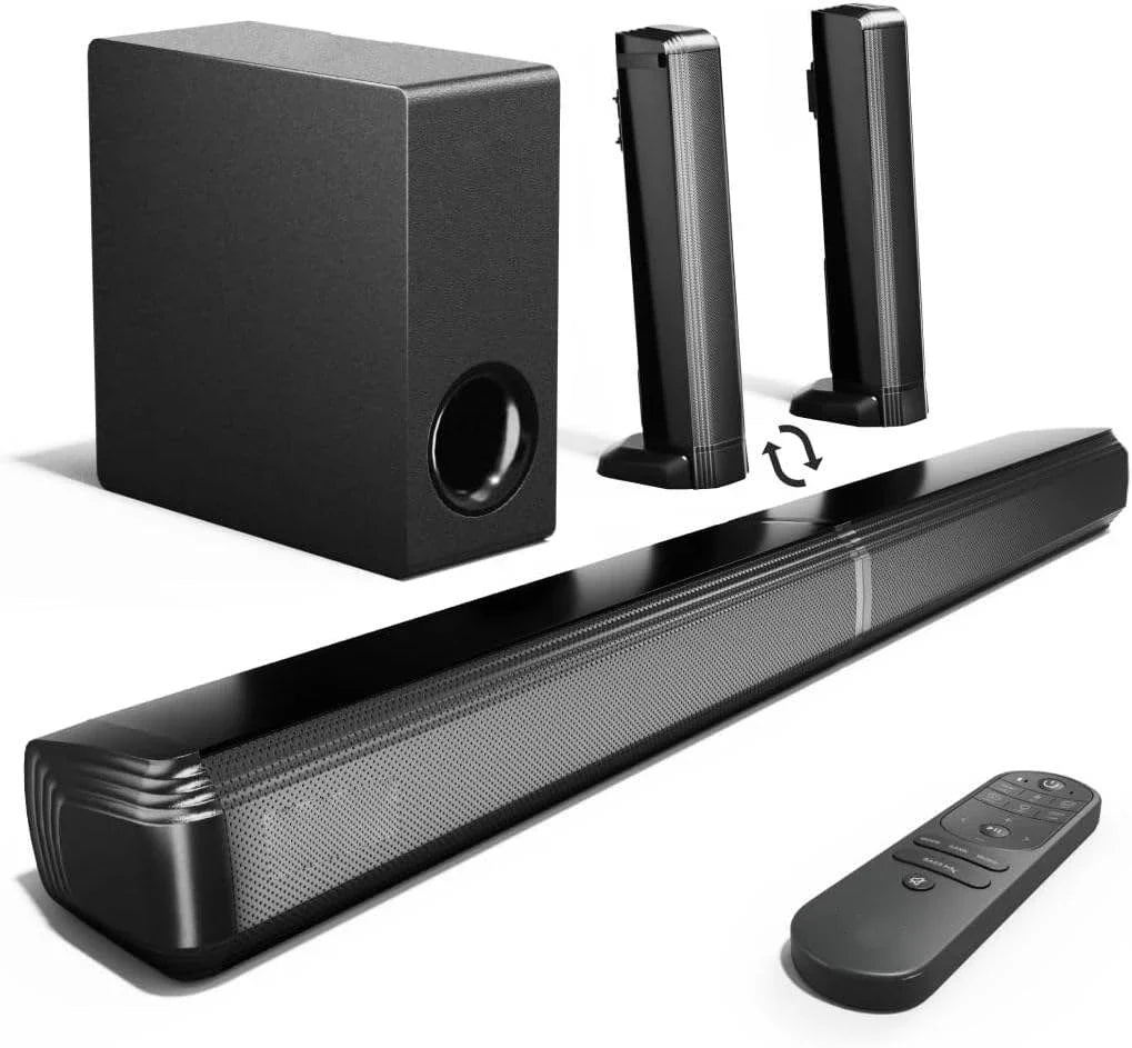 Home Theater Soundbar with Subwoofer, 4.1 Channel Bluetooth 5.3 – Black