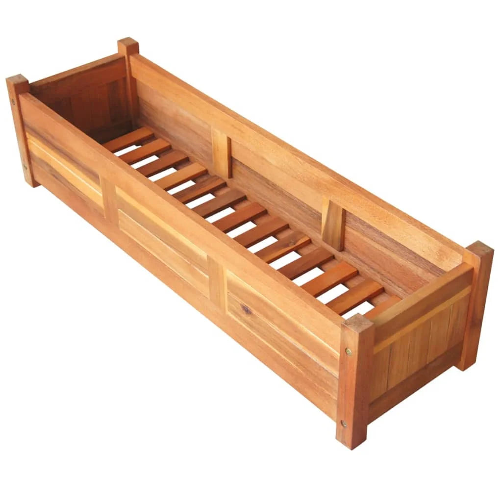 Set of 2 Outdoor Wooden Garden Beds – Acacia Timber Planters 100cm