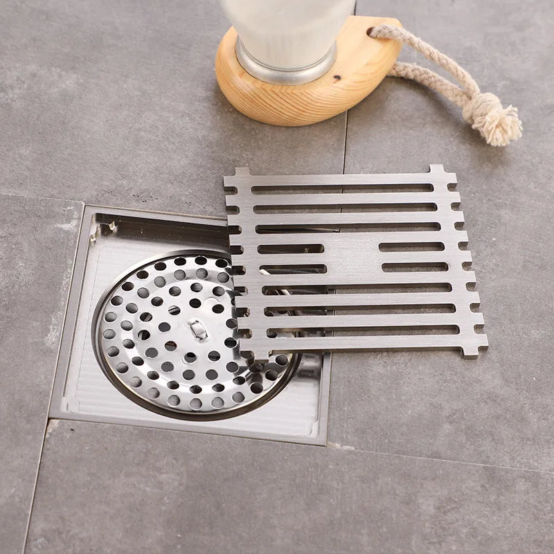 Gun Gray Stainless Steel Deep Water Floor Drain Anti-Odor, Waterproof, Bathroom & Laundry Use