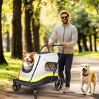 Foldable Dog Stroller with 4 Wheels – Portable Travel Carrier for Medium to Large Pets