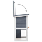 Wooden Outdoor Rabbit Hutch with Ramp & Pull-Out Tray – Grey 90x45x80cm