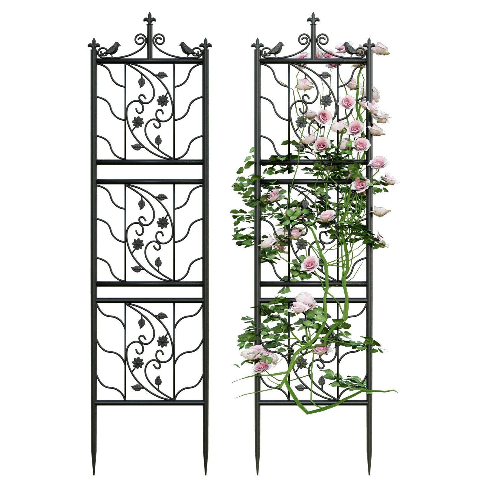 Tall Outdoor Garden Trellis Fence for Climbing Plants – Set of 6 Panels