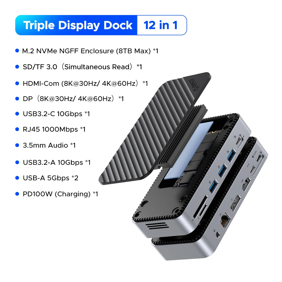 12-in-1 USB-C Docking Station with Cooling Fan