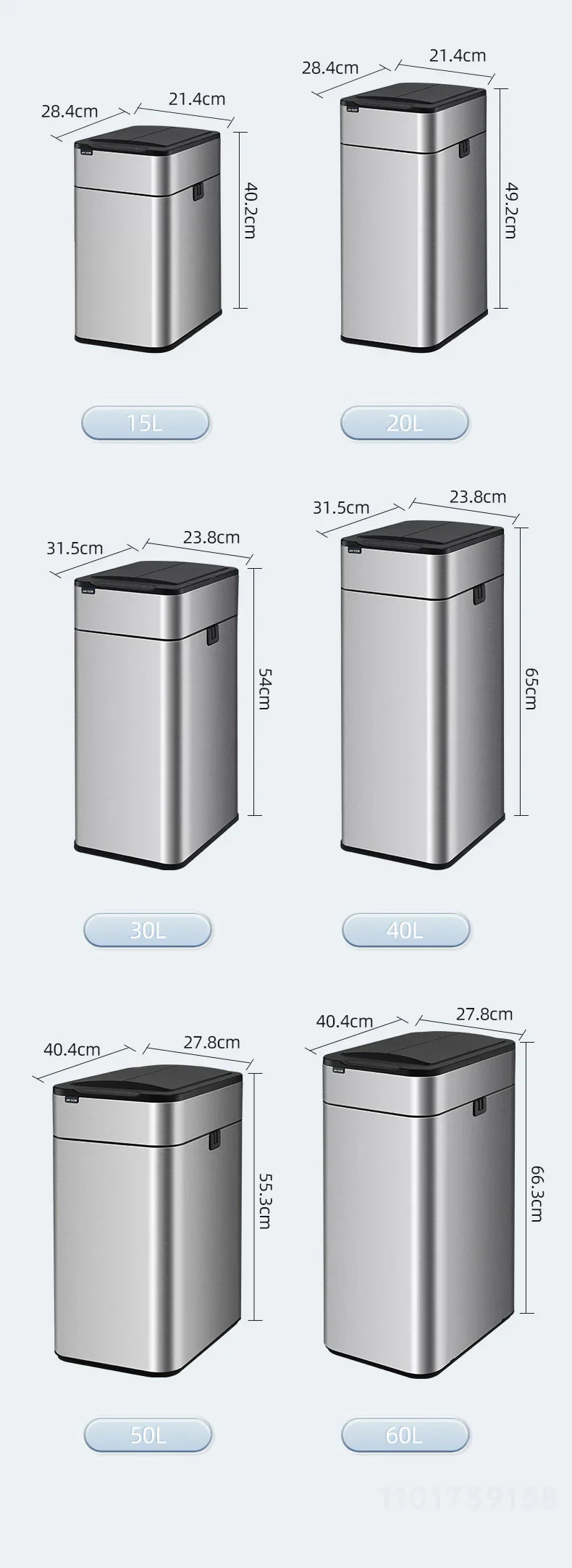 15L Smart White Trash Bin with Automatic Lid