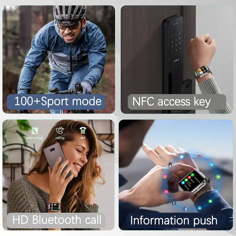 Waterproof NFC Smartwatch with Heart Rate and Blood Oxygen