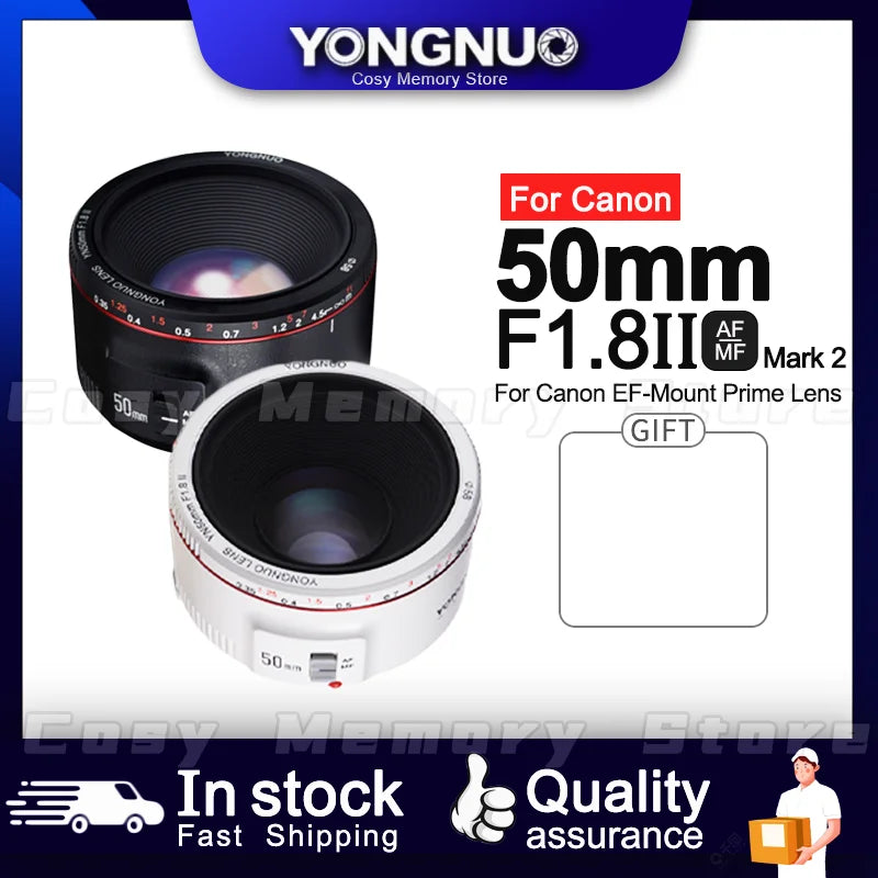Canon-Compatible 50mm f/1.8 Lens with Accessories