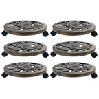 6-Pack Bronze Plant Trolleys with 360° Wheels – 38cm Indoor Outdoor Rolling Stands