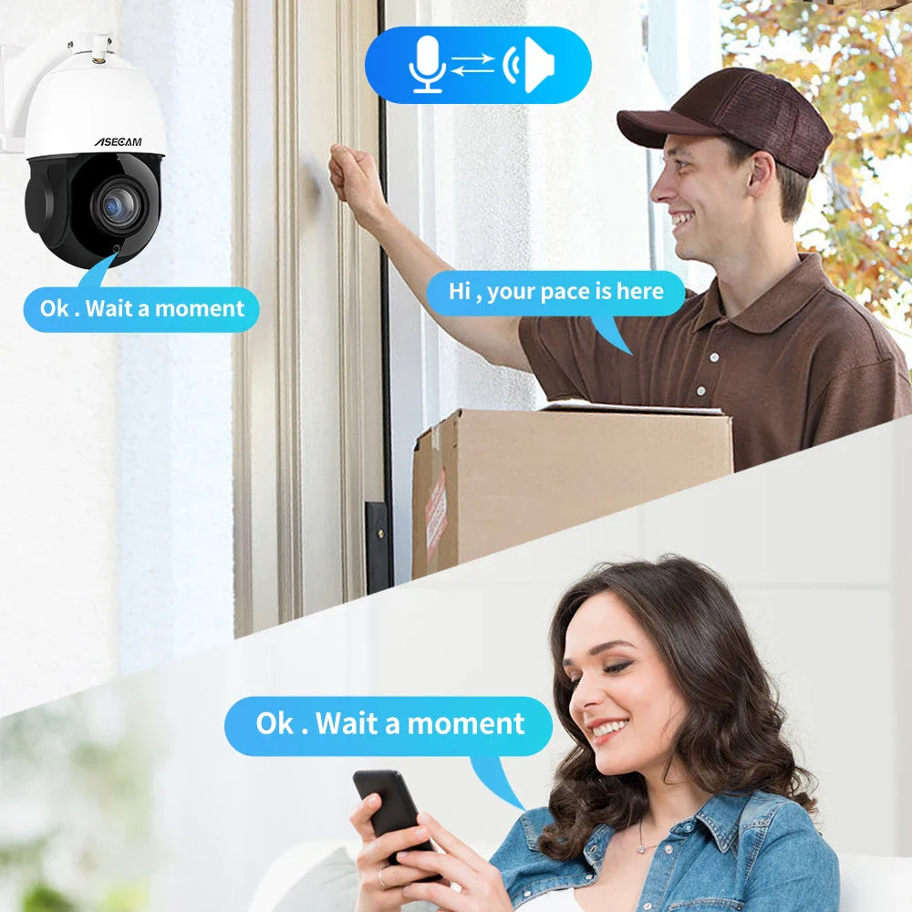 Outdoor 4K PTZ Camera 30X Zoom with Motion Alerts 8MP WIFI POE 128G