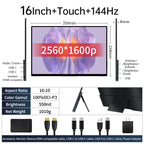 16" 2.5K 144Hz Touchscreen Monitor for Gaming and Work