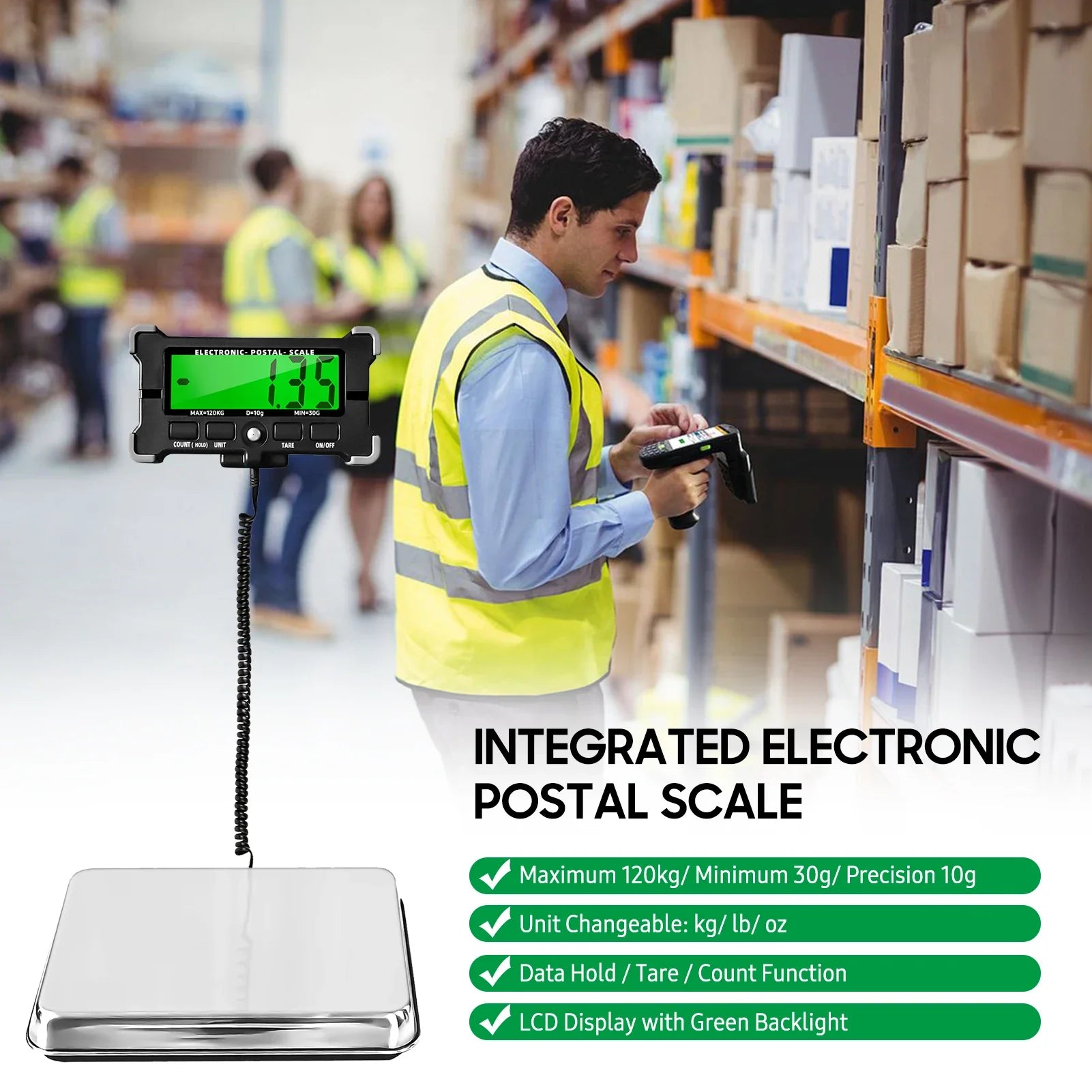 200kg Digital Postal Scale with LCD Display & Tare Function