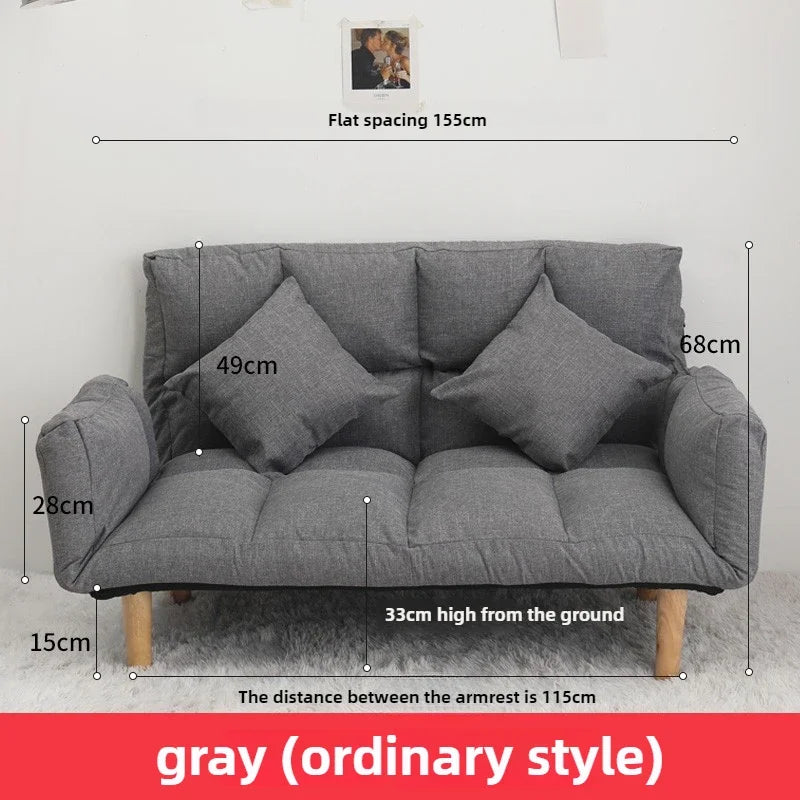 2-in-1 Foldable Sofa Bed Space-Saving Double Lounge Chair for Apartments, Gray