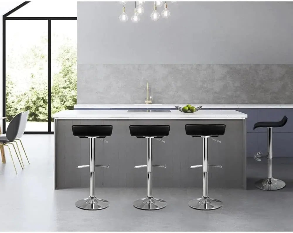 Adjustable Kitchen Bar Stools Set of 4 – Swivel Counter Chairs with Gas Lift, Black, 56–77cm