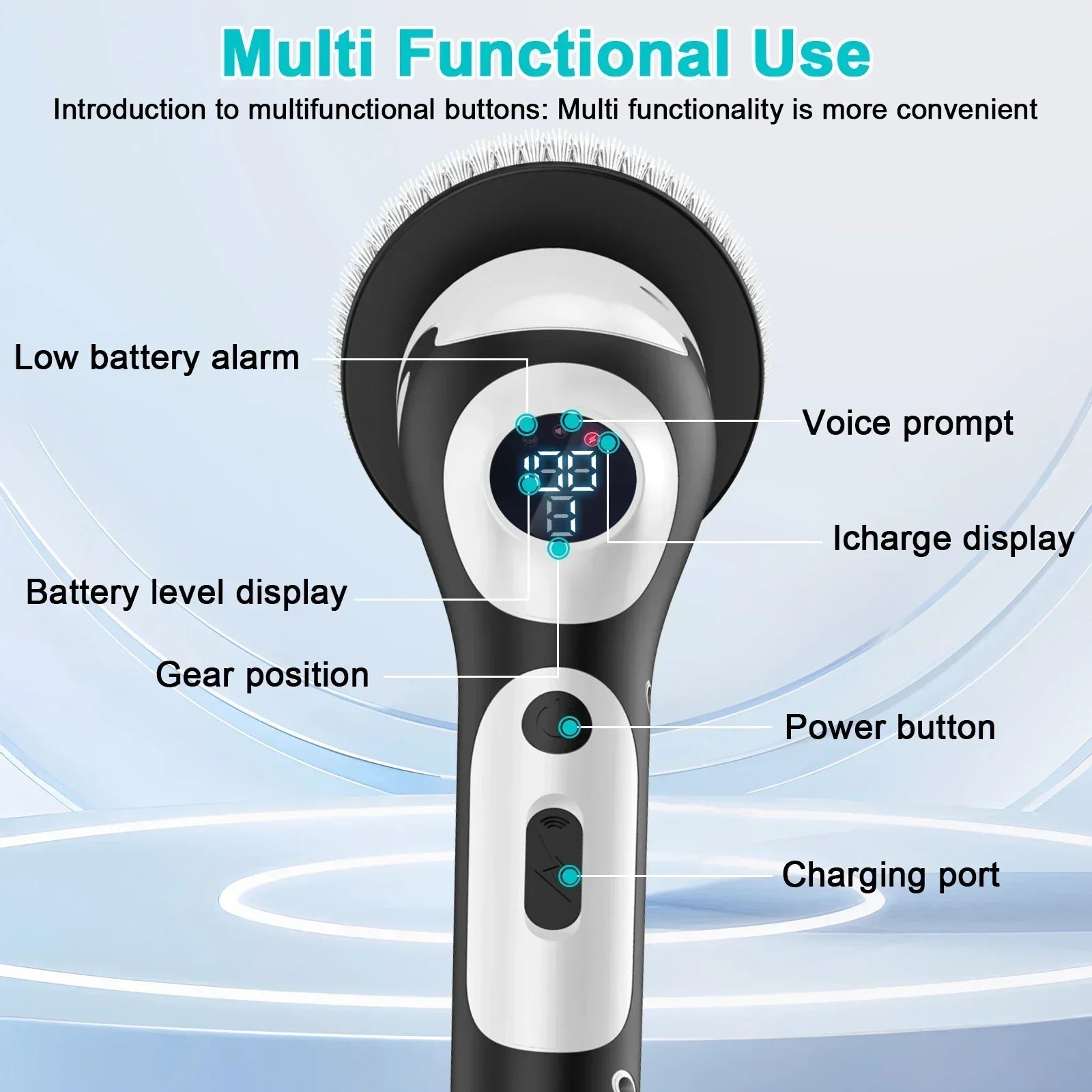 11-in-1 Cordless Electric Spin Scrubber with 9 Brush Heads and Adjustable Handle