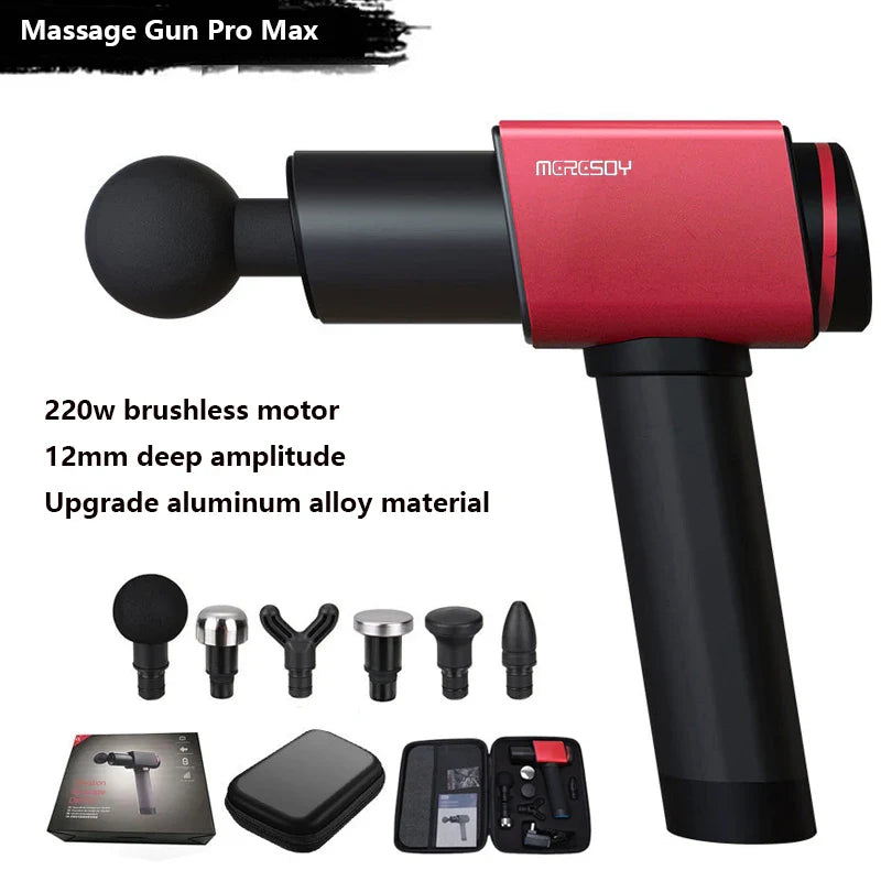Professional Muscle Massager 220W Brushless Motor for Home or Gym Use Red