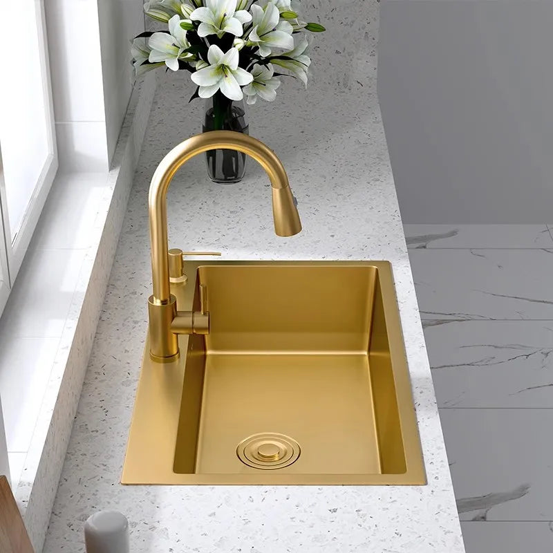 Rectangular Single Bowl Kitchen Sink with Faucet and Accessories
