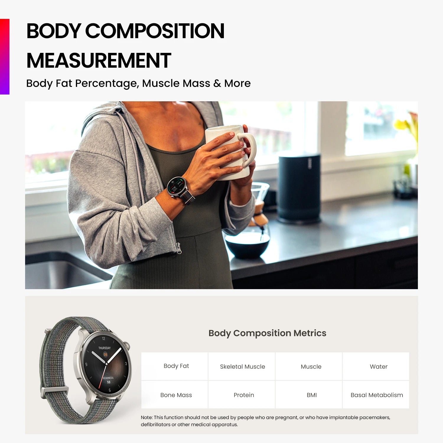 1.5" AMOLED Smartwatch with 150+ Sport Modes, Sleep Coach, Heart Rate Tracker, 14-Day Battery