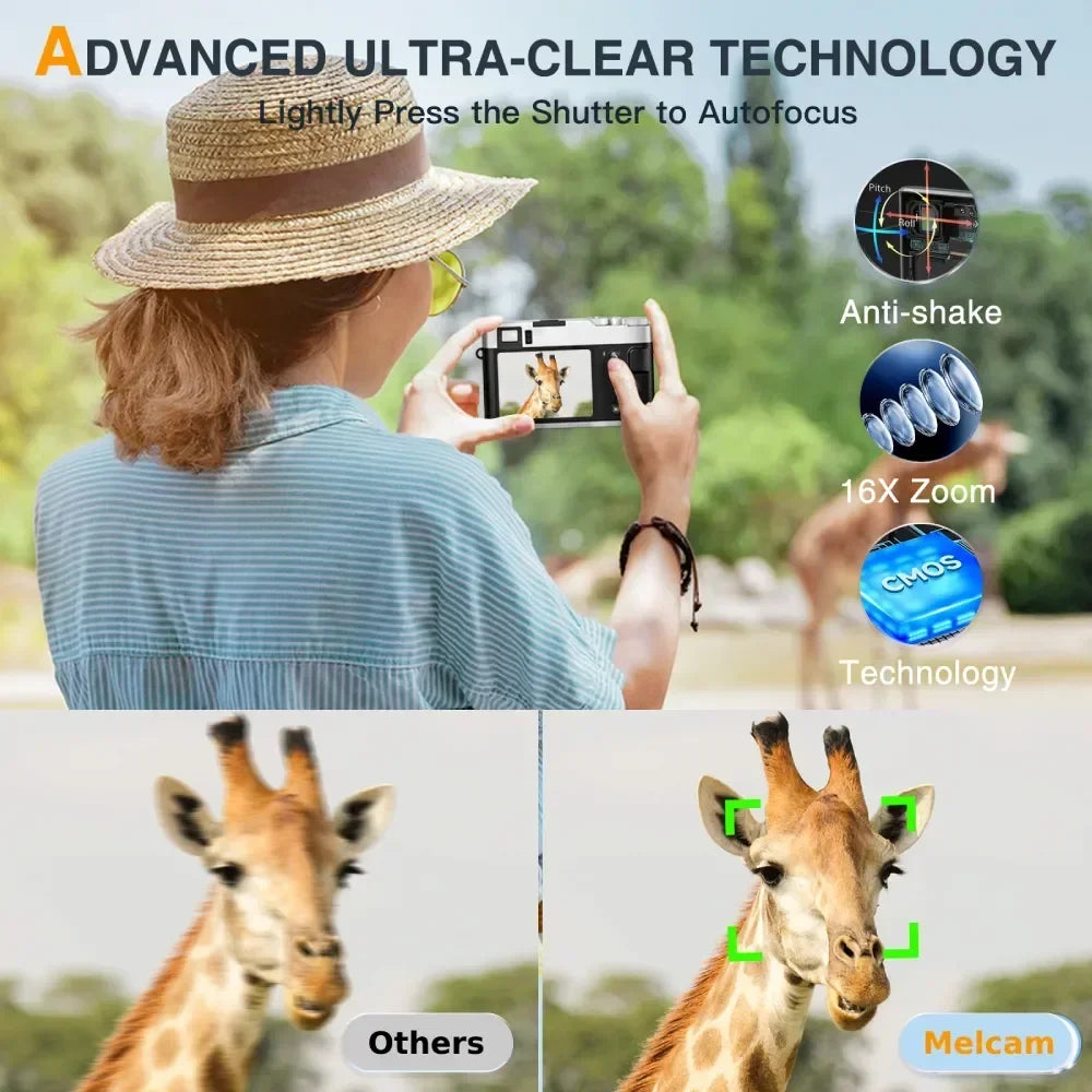 Rechargeable 4K Travel Camera with Autofocus and 32GB Card