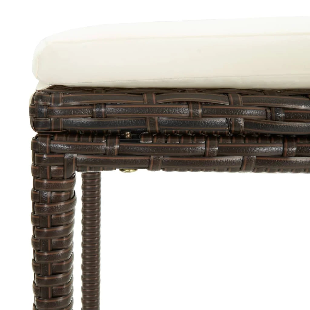 Set of 2 Outdoor PE Rattan Bar Stools with Cushions & Built-In Footrest