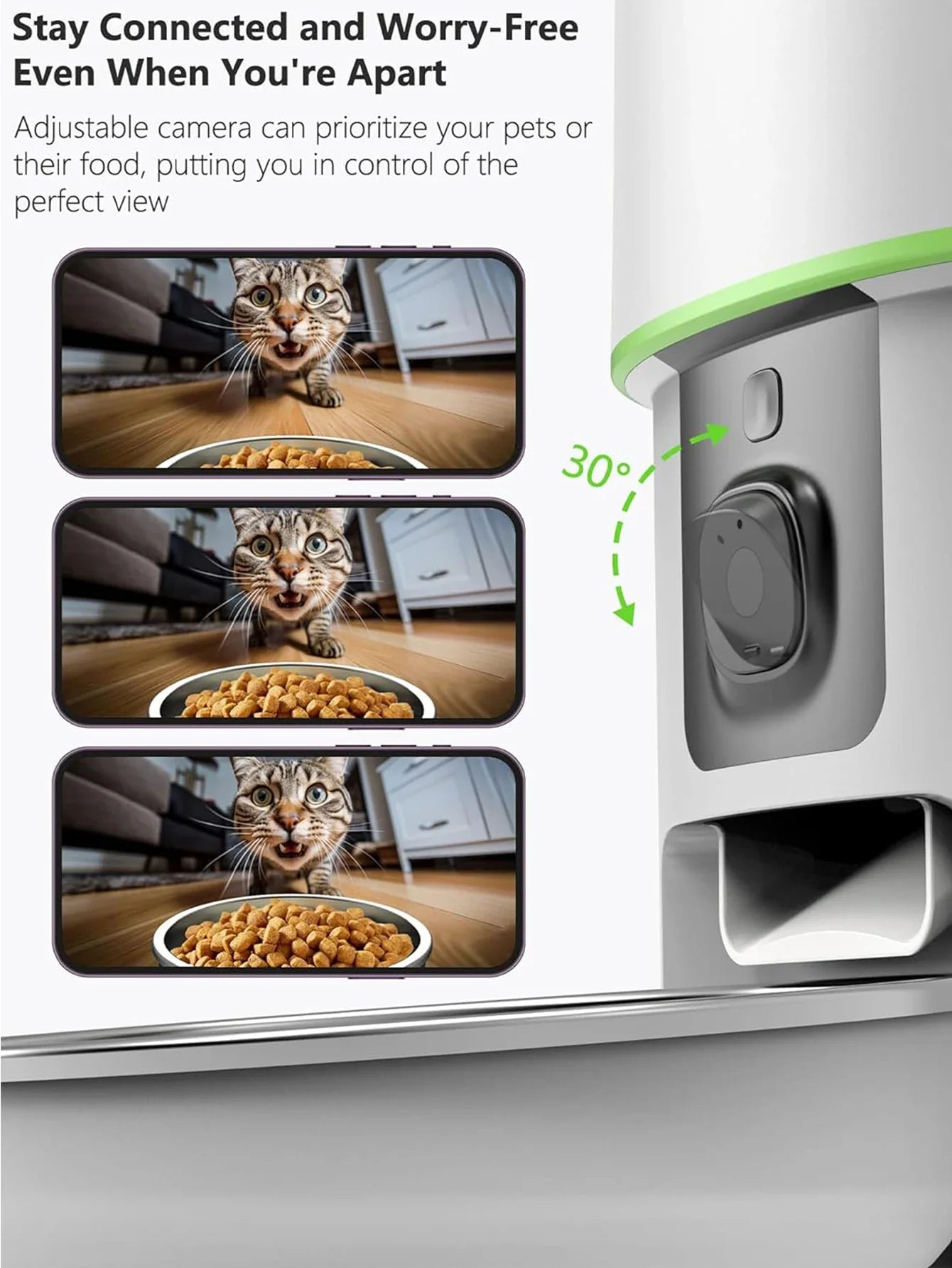 4L Black Smart Pet Feeder with 1080P Camera and WiFi