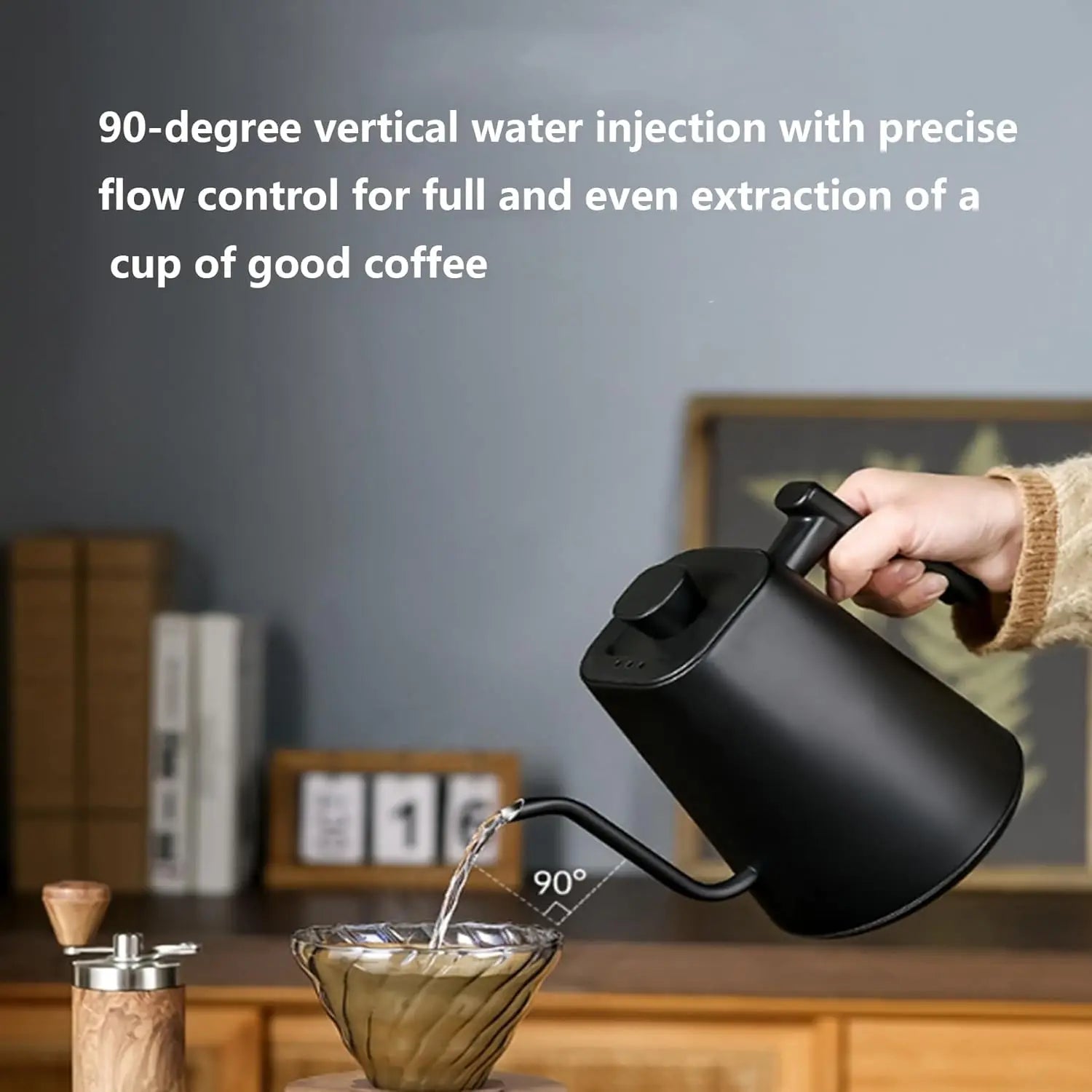 1L Electric Gooseneck Kettle with Precise Temperature Control & Brew Timer