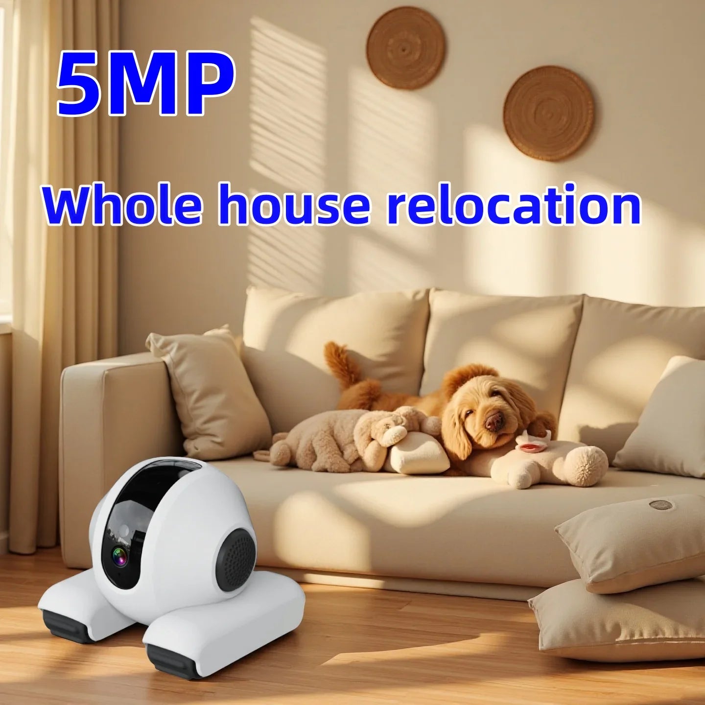 Smart Robot Pet Camera with WiFi, 5MP HD Lens, Motion Alerts & Two-Way Talk for Home Monitoring