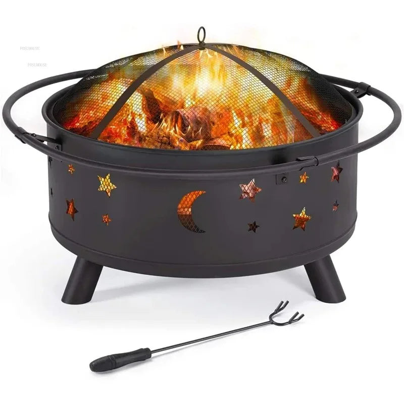 Multi-Purpose Outdoor Fireplace Stove for Wood or Charcoal with BBQ Cooking Rack