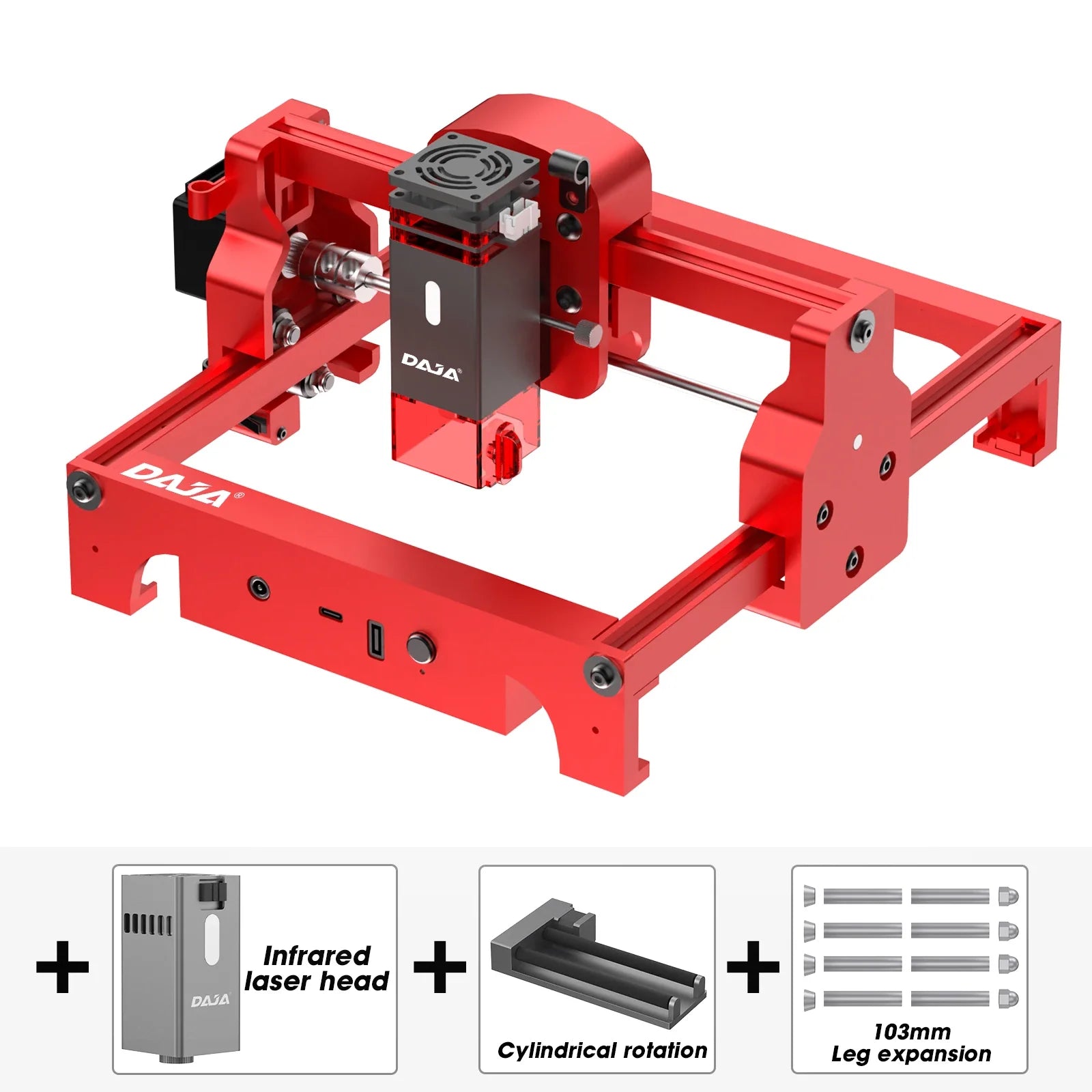 2-in-1 Laser Engraver with Rotary Axis and Infrared Head