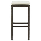 Set of 2 Outdoor PE Rattan Bar Stools with Cushions & Built-In Footrest