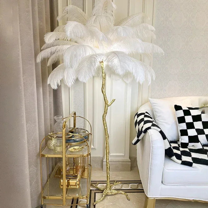 Modern Resin Feather Floor Lamp for Living Room