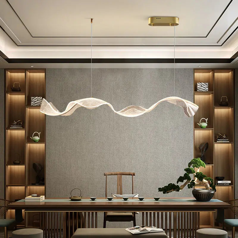 Modern LED Wave Pendant Light for Dining or Living Room
