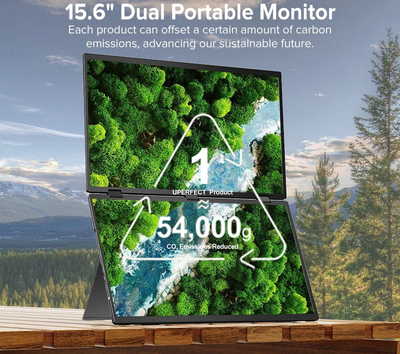 15.6" Folding Dual Portable USB-C Monitor – IPS Full HD Display with Stand & HDMI Support