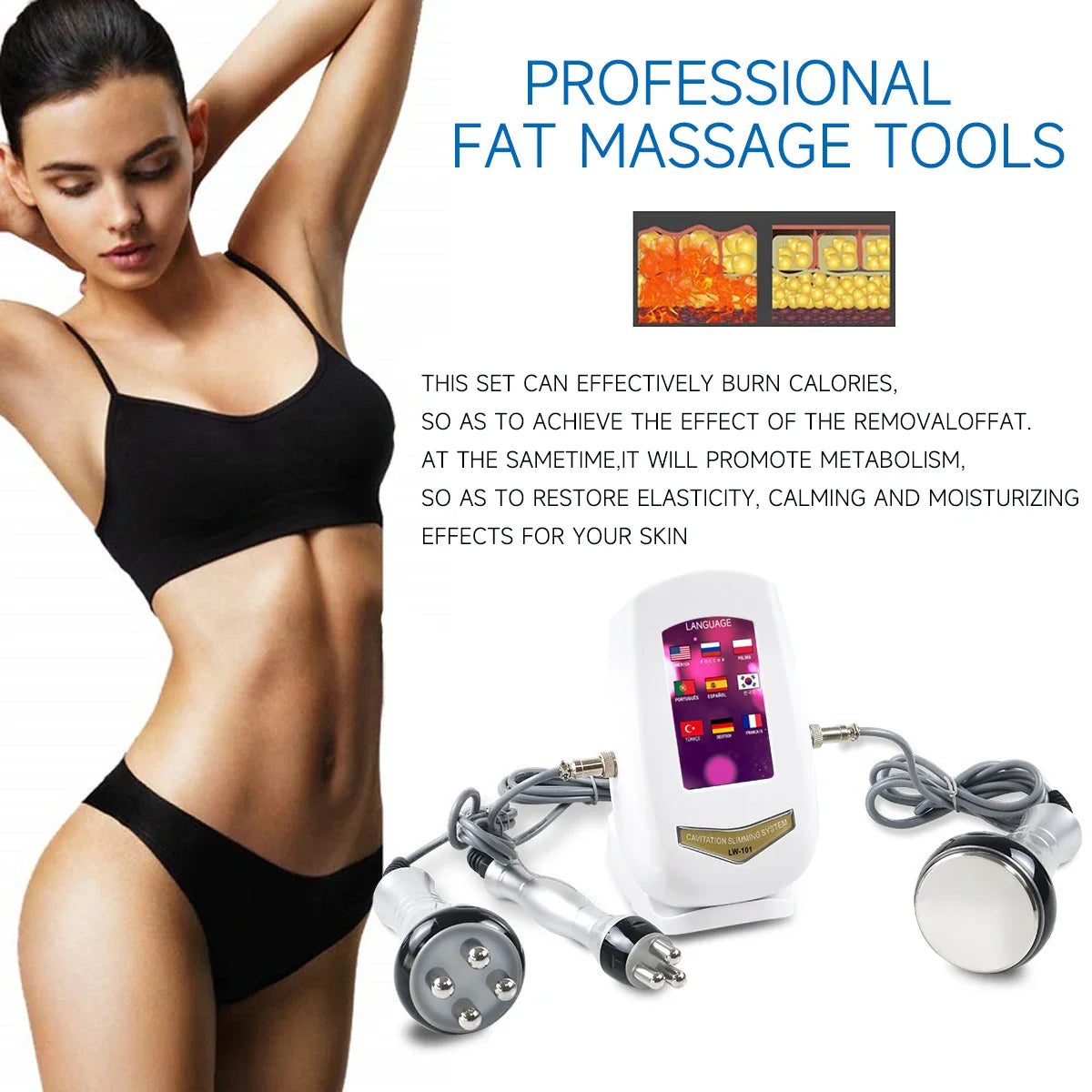 Body & Face Radio Frequency Massager with 3 Treatment Heads