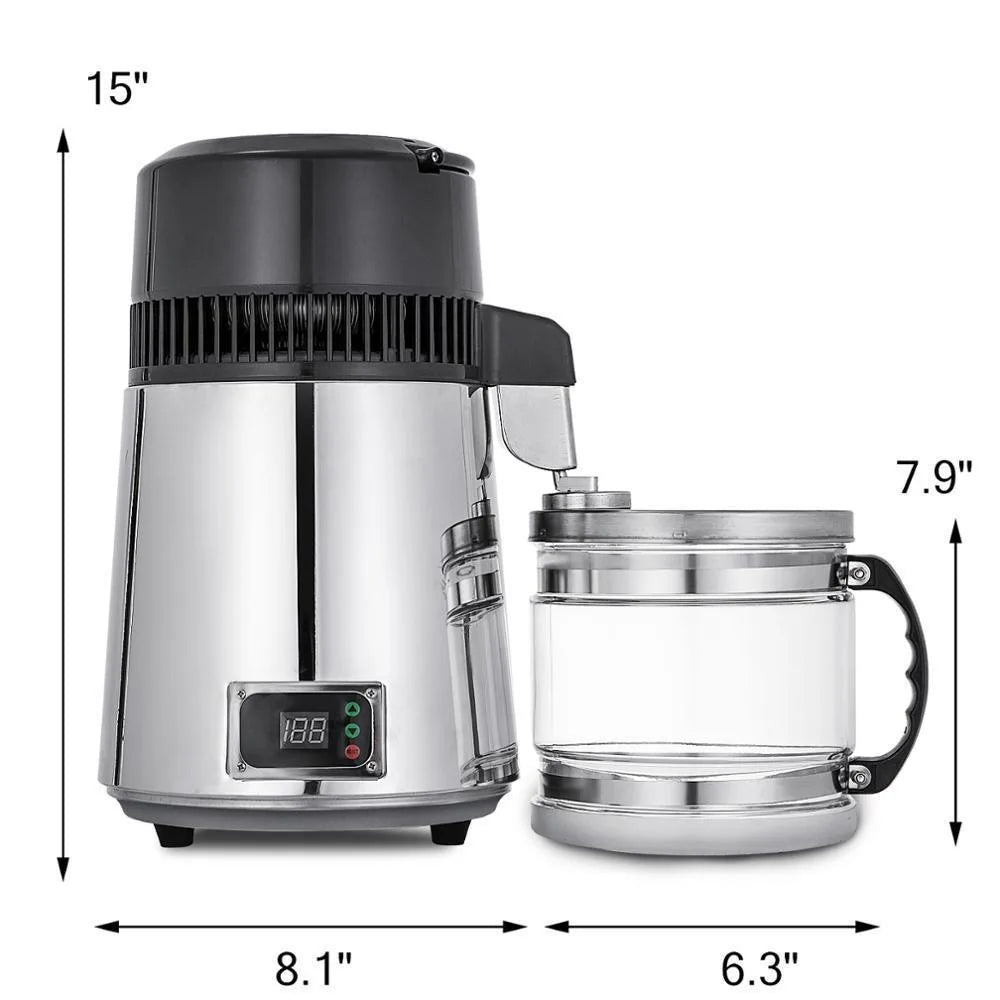 750W Home Water Distiller Machine 4L Pure Water Maker with Auto Shut-Off