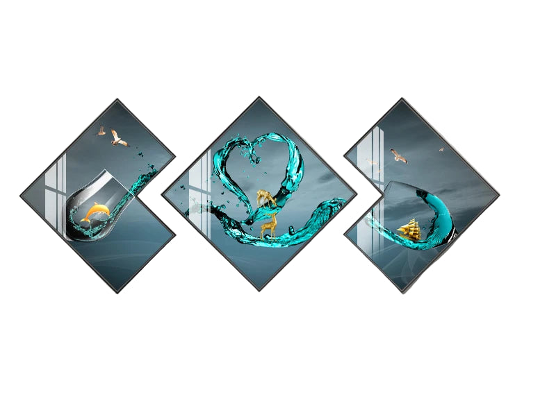 Decorative Canvas Wall Art Prints Modern Style Triptych for Living Room or Dining Space