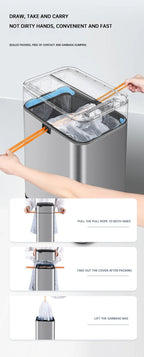 15L Smart White Trash Bin with Automatic Lid