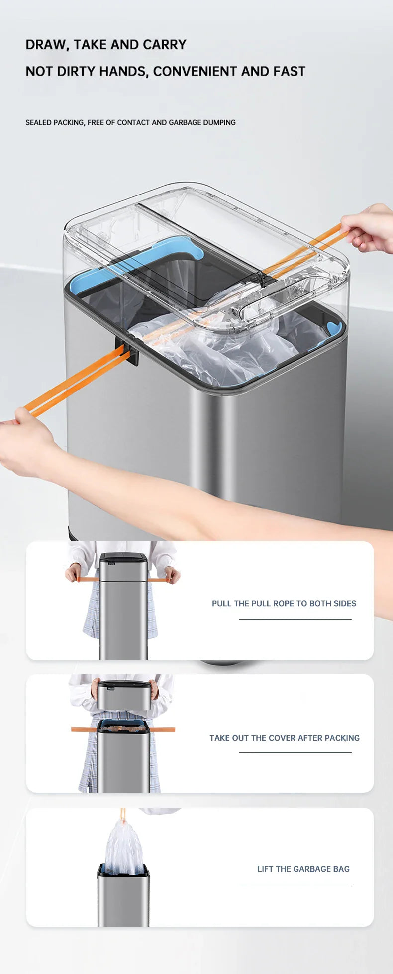 15L Smart White Trash Bin with Automatic Lid