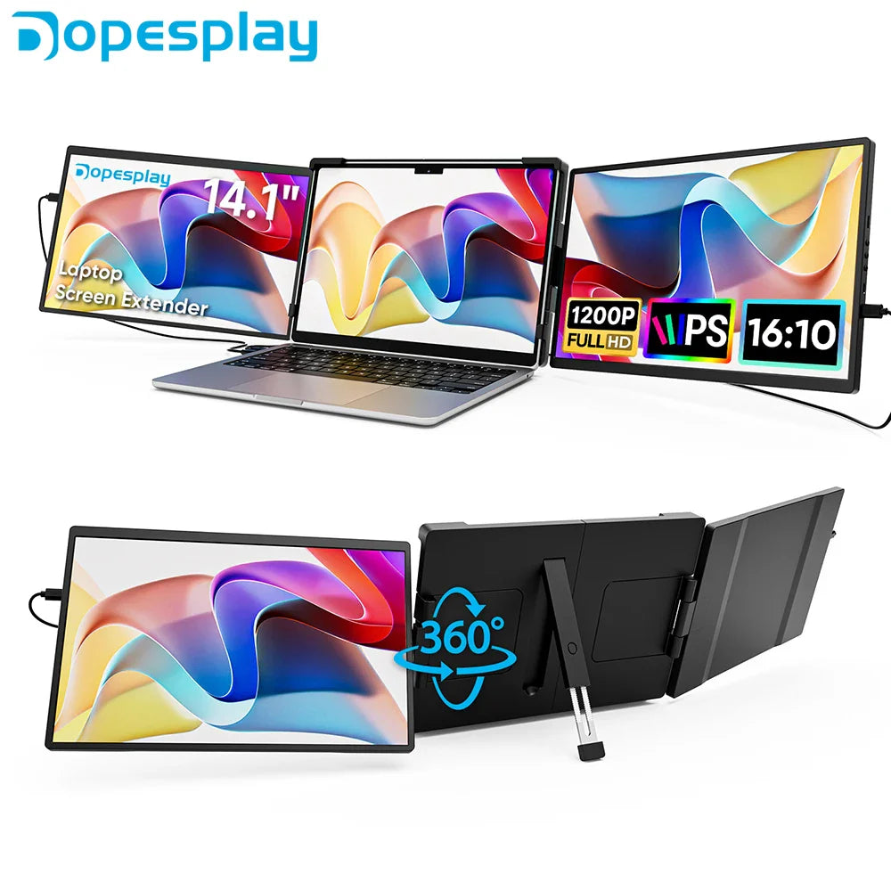 14.1-inch Portable Laptop Screen Extender with Dual FHD