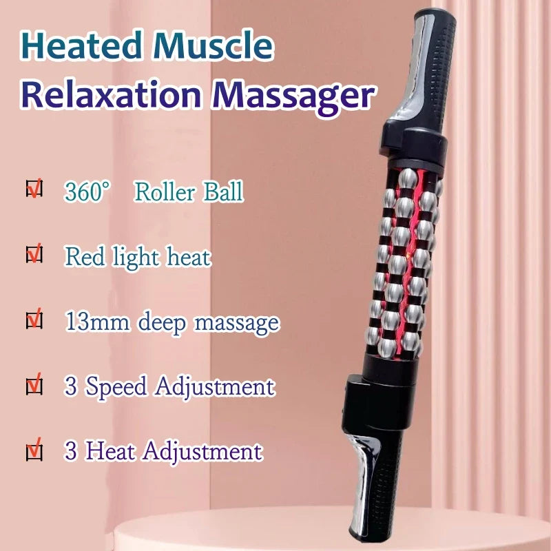 Heated Red Light Body Massager with 360° Roller – AU Adapter