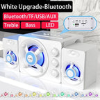 Portable Bluetooth 5.0 Home Theater Speakers with Subwoofer, Adjustable Bass & Colorful LED Lights