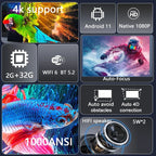 Home Theatre LED Projector 4K, Auto Keystone, Auto Focus, Dual WiFi 6 & Bluetooth
