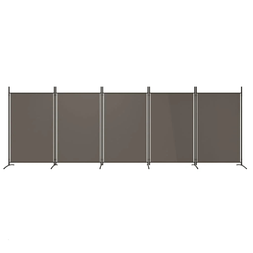 Portable 5-Panel Fabric Room Divider – Foldable Privacy Screen 433x180cm Anthracite