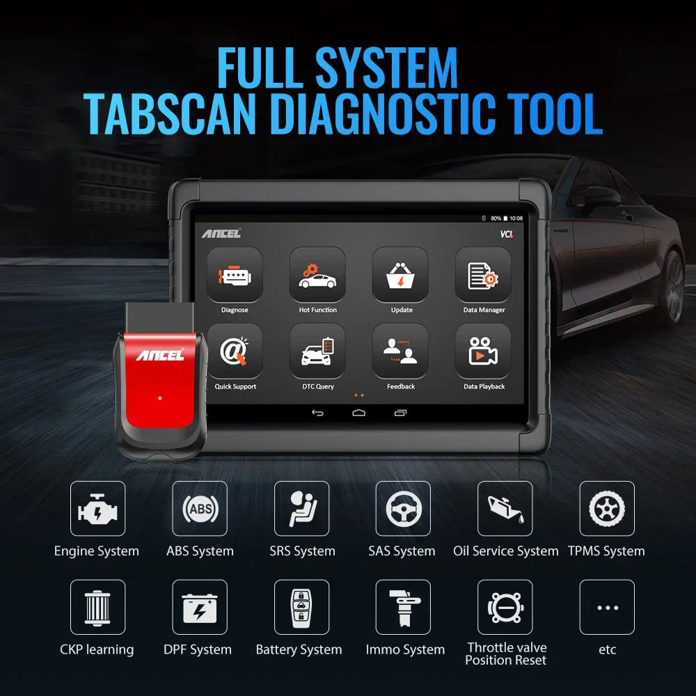 10.1" Bluetooth Car Diagnostic Tablet with ABS Reset